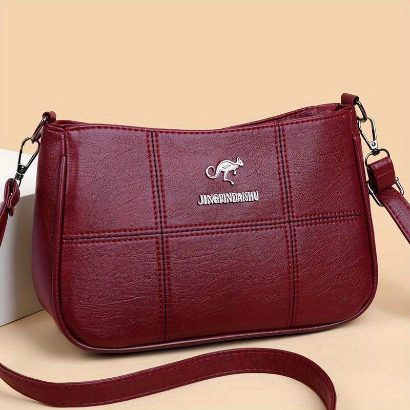 Retro Solid Crossbody Bag Classic PU Leather Shoulder Bag