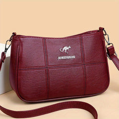 Retro Solid Crossbody Bag Classic PU Leather Shoulder Bag