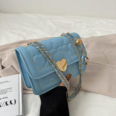 Heart Embroidery Chain Crossbody Bag Square Shoulder Bag