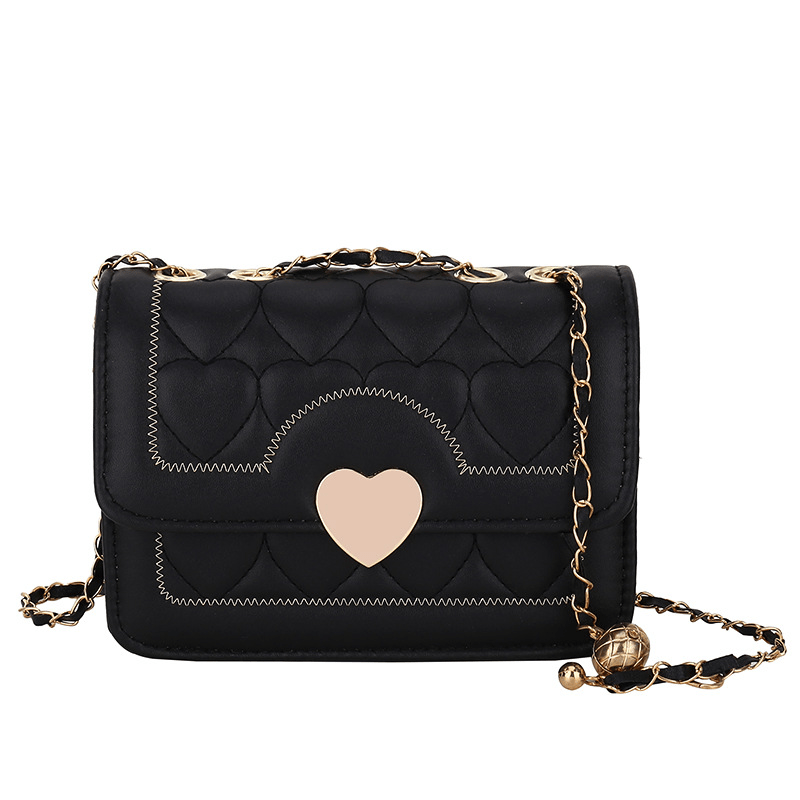 Heart Embroidery Chain Crossbody Bag Square Shoulder Bag