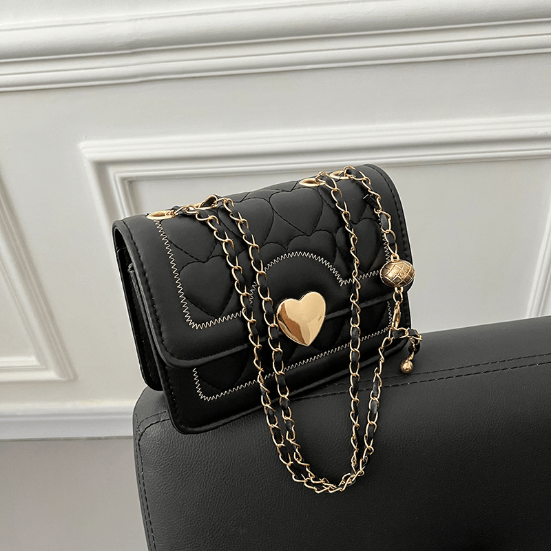 Heart Embroidery Chain Crossbody Bag Square Shoulder Bag