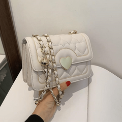 Heart Embroidery Chain Crossbody Bag Square Shoulder Bag