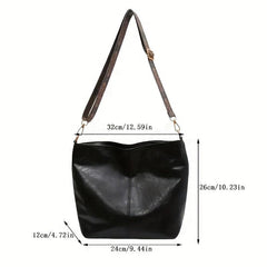 Vintage Ethnic Crossbody Bag Large Bucket PU Leather Shoulder Bag