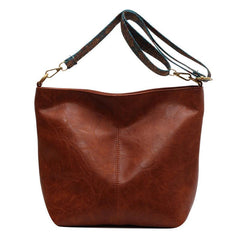 Vintage Ethnic Crossbody Bag Large Bucket PU Leather Shoulder Bag
