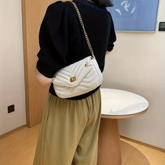 Chevron Quilted Crossbody Bag Chain Shoulder Bag Women's Square Bag