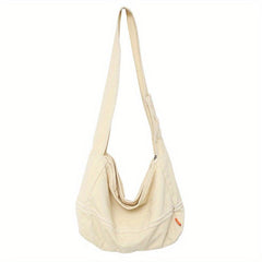 Casual Canvas Crossbody Bag Solid Storage Bag For Shool