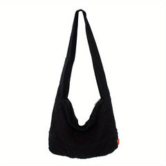 Casual Canvas Crossbody Bag Solid Storage Bag For Shool