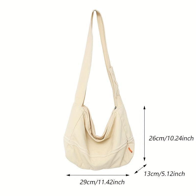 Casual Canvas Crossbody Bag Solid Storage Bag For Shool