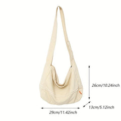 Casual Canvas Crossbody Bag Solid Storage Bag For Shool
