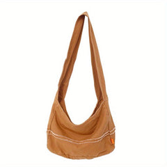 Casual Canvas Crossbody Bag Solid Storage Bag For Shool