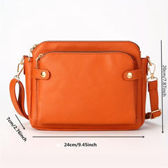 Triple Layer Crossbody Bag PU Leather Textured Bag Purse Classic Shoulder
