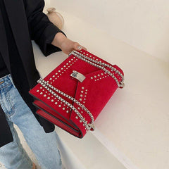 Women's Sequins Square Handbag Faux Leather Shoulder Messenger Bag