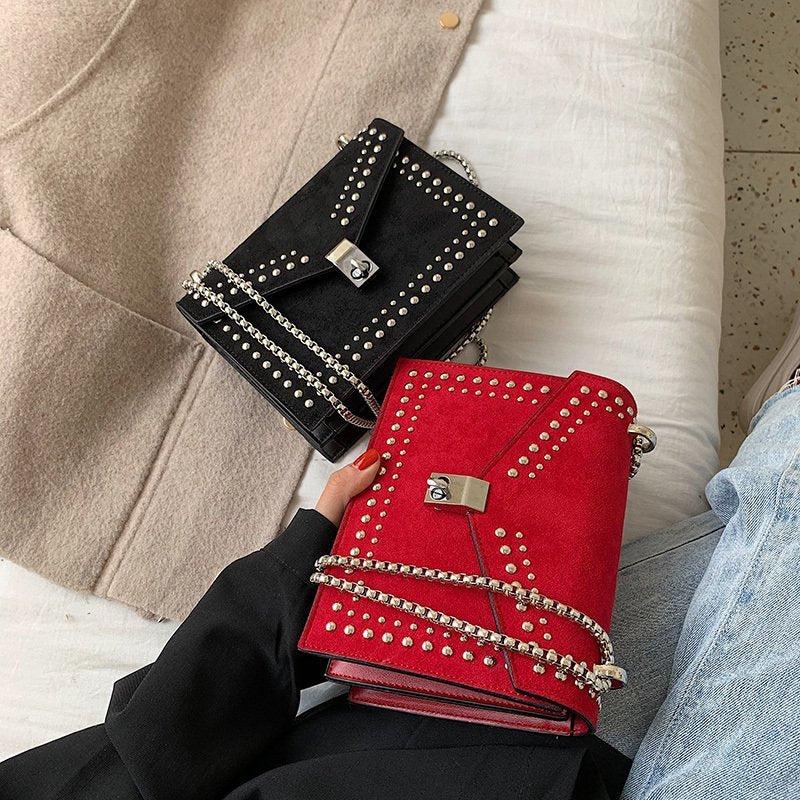 Women's Sequins Square Handbag Faux Leather Shoulder Messenger Bag