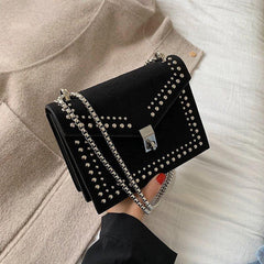 Women's Sequins Square Handbag Faux Leather Shoulder Messenger Bag