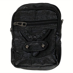 Minimalist Vintage Crossbody Bag Solid Zipper Shoulder Bag All Match Coin Purse