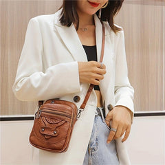 Minimalist Vintage Crossbody Bag Solid Zipper Shoulder Bag All Match Coin Purse