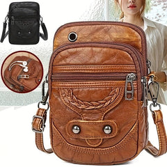 Minimalist Vintage Crossbody Bag Solid Zipper Shoulder Bag All Match Coin Purse