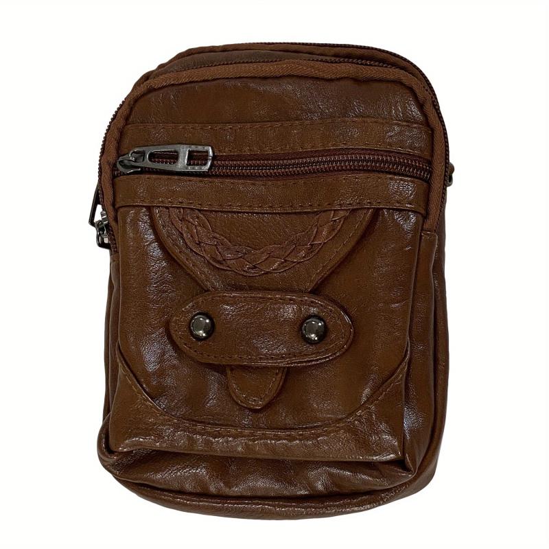 Minimalist Vintage Crossbody Bag Solid Zipper Shoulder Bag All Match Coin Purse