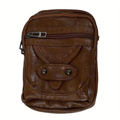 Minimalist Vintage Crossbody Bag Solid Zipper Shoulder Bag All Match Coin Purse