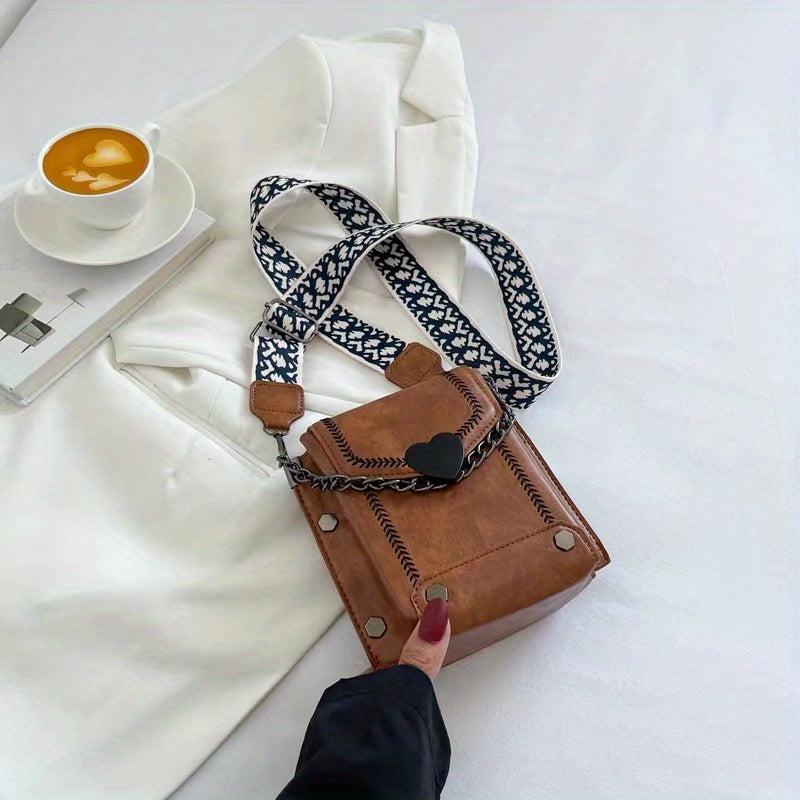 Vintage Studded Crossbody Bag Chain Square Purse Mobile Phone Bag