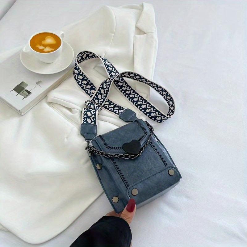 Vintage Studded Crossbody Bag Chain Square Purse Mobile Phone Bag