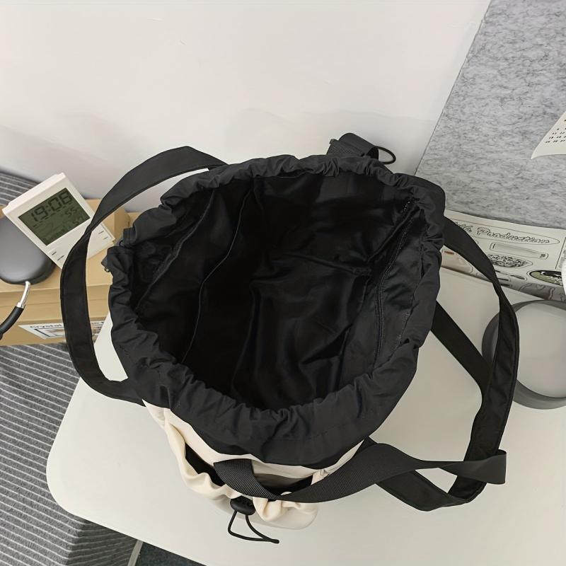 Star Pattern Drawstring Crossbody Bag Nylon Textured Bag