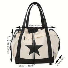 Star Pattern Drawstring Crossbody Bag Nylon Textured Bag