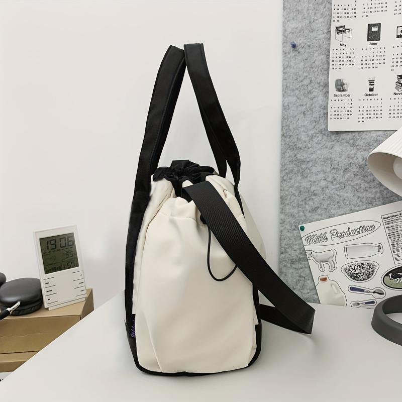 Star Pattern Drawstring Crossbody Bag Nylon Textured Bag