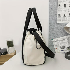 Star Pattern Drawstring Crossbody Bag Nylon Textured Bag