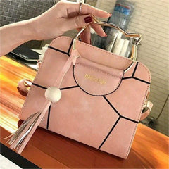 Geometric Pattern Cat Handle Satchel Purse Crossbody Bag