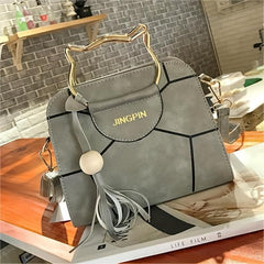 Geometric Pattern Cat Handle Satchel Purse Crossbody Bag