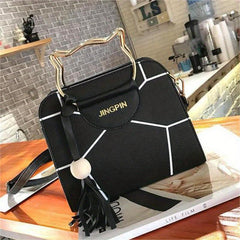 Geometric Pattern Cat Handle Satchel Purse Crossbody Bag