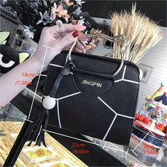 Geometric Pattern Cat Handle Satchel Purse Crossbody Bag