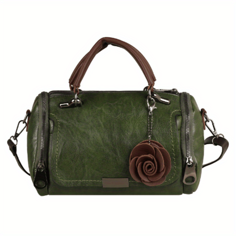 Vintage PU Leather Boston Bag Crossbody Bag For Travel & Work