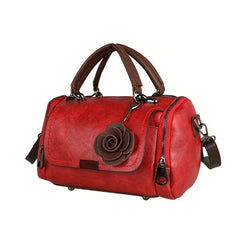 Vintage PU Leather Boston Bag Crossbody Bag For Travel & Work