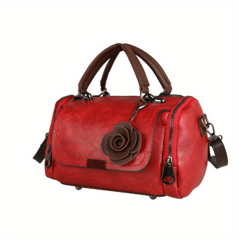 Vintage PU Leather Boston Bag Crossbody Bag For Travel & Work