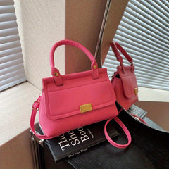 Square Crossbody Bag Litchi Embossed Handbag Women's Shoulder Bag