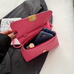 Square Crossbody Bag Litchi Embossed Handbag Women's Shoulder Bag