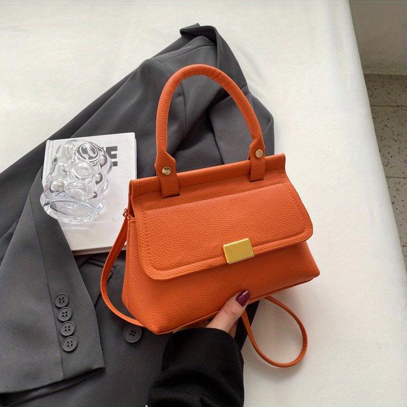 Square Crossbody Bag Litchi Embossed Handbag Women's Shoulder Bag