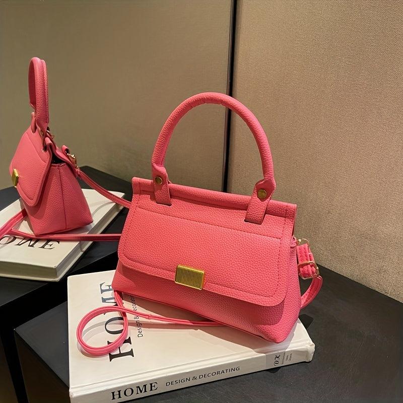 Square Crossbody Bag Litchi Embossed Handbag Women's Shoulder Bag