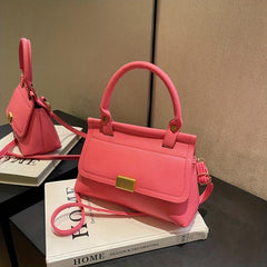 Square Crossbody Bag Litchi Embossed Handbag Women's Shoulder Bag