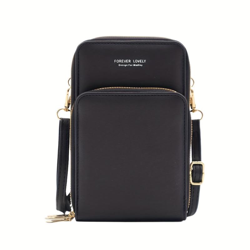 Minimalist Solid Shoulder Bag Zipper Crossbody Purse
