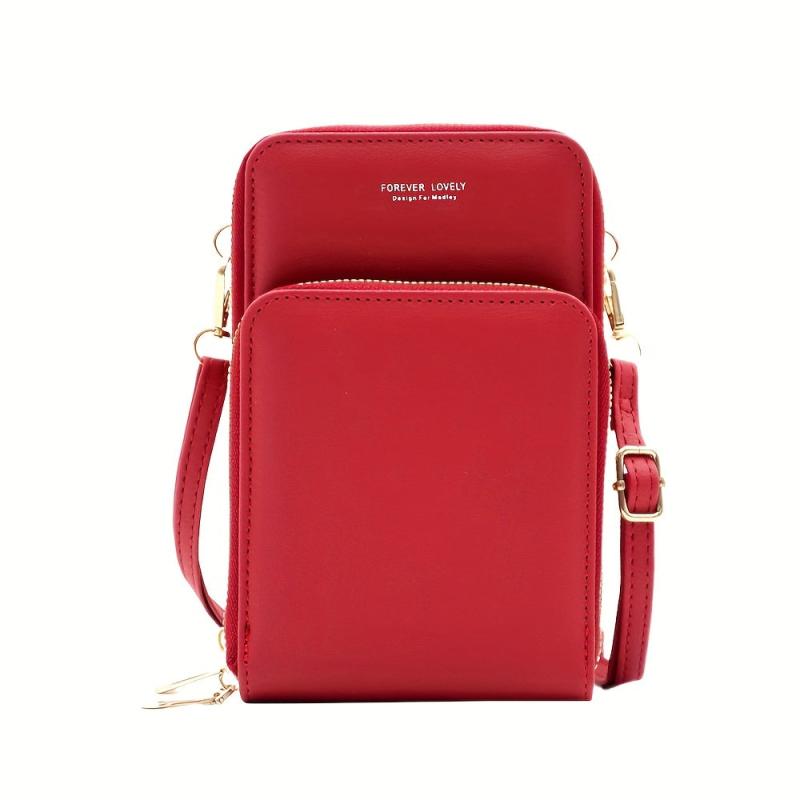Minimalist Solid Shoulder Bag Zipper Crossbody Purse
