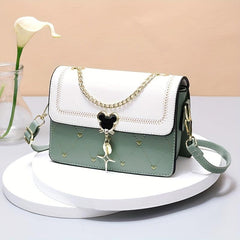 Heart Embroidery Crossbody Bag Chain Decor Shoulder Bag for Women
