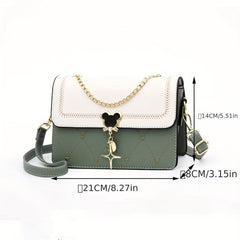 Heart Embroidery Crossbody Bag Chain Decor Shoulder Bag for Women