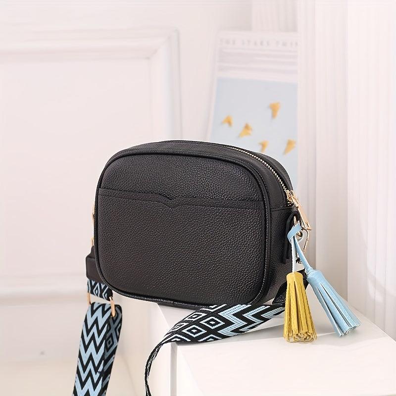 Square Crossbody Bag with Retro Strap Women's Handbag