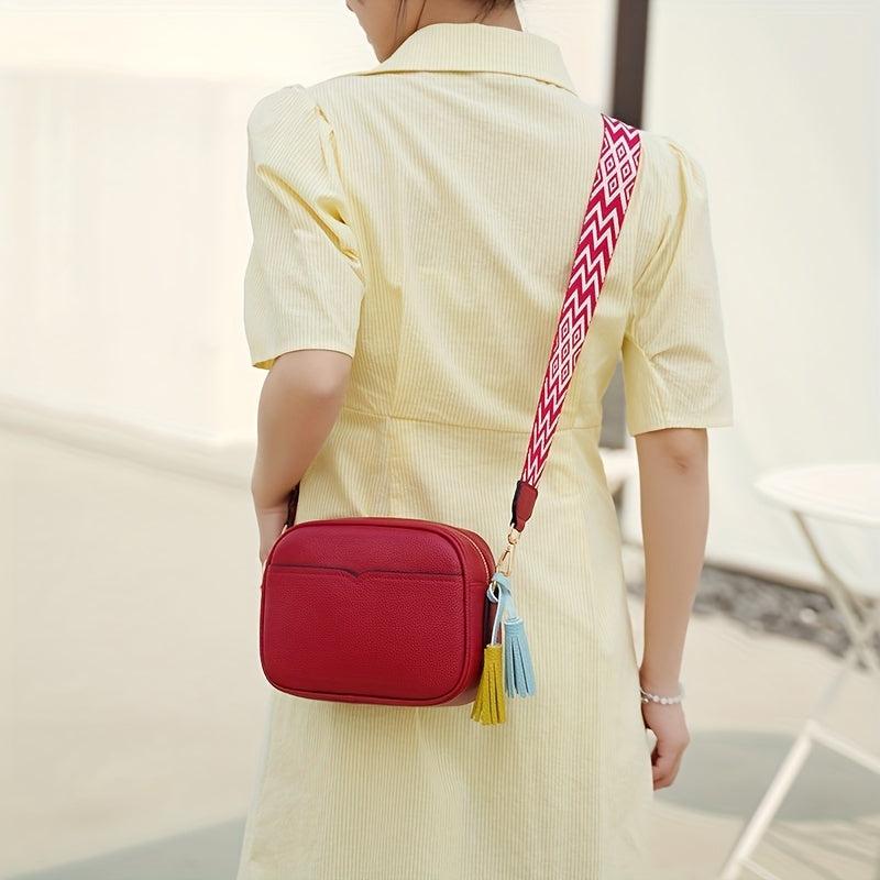 Square Crossbody Bag with Retro Strap Women's Handbag