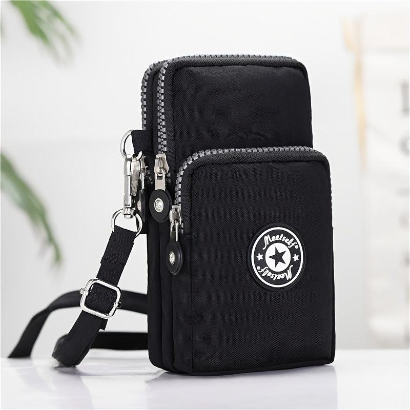 Nylon Crossbody Bag Mini Zipper Wrist Coin Purse For Sports