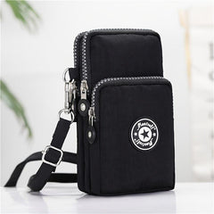 Nylon Crossbody Bag Mini Zipper Wrist Coin Purse For Sports