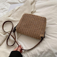 Straw Square Bag Women's Summer Beach Rattan Braided Crossbody Bag